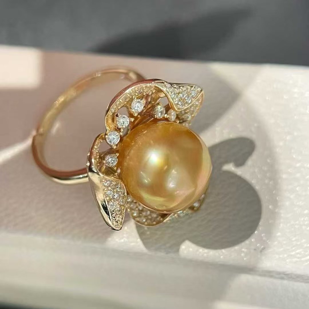 天然海水12-13mm南洋金珠戒指 上手气质大方高贵典雅扑面而来,珠宝/钻石/翡翠,手饰,淘宝优惠券,粉丝福利购,淘宝优惠卷