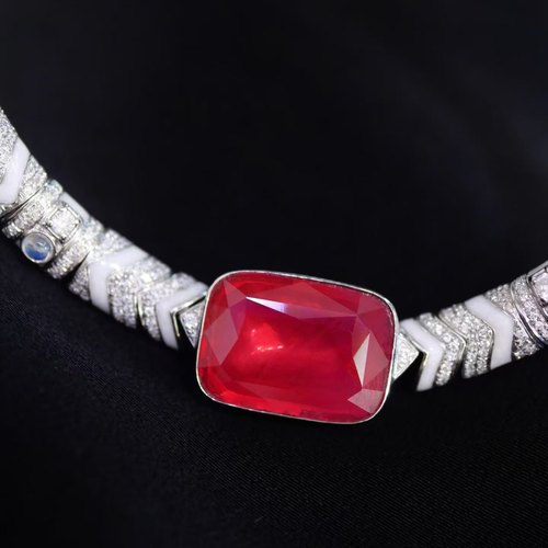 PT900钻石镶嵌 天然尖晶石项链 主石8克拉 重金打造 豪华贵气