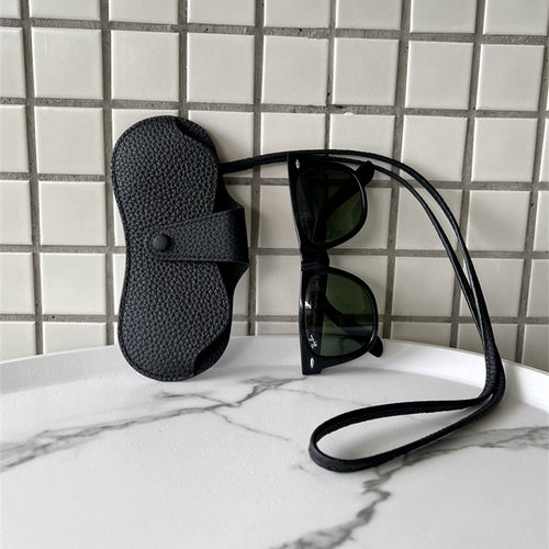 头层牛皮眼镜收纳包真皮挂脖