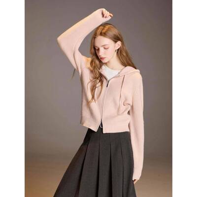 【双11球保·】起VKZEU证E三色02防5秋2冬女式连帽针织开衫m