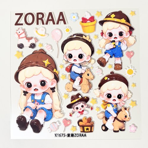 Du家定制DIY手工童趣ZORAA大卡5D浮雕果冻立体贴纸装饰背卡