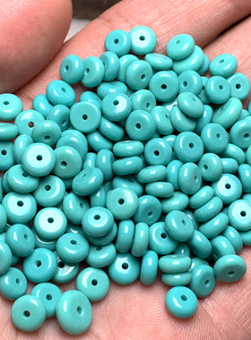 绿松石隔片绿色隔珠蓝色垫片松石配饰配件绿松散珠配珠diy串珠子