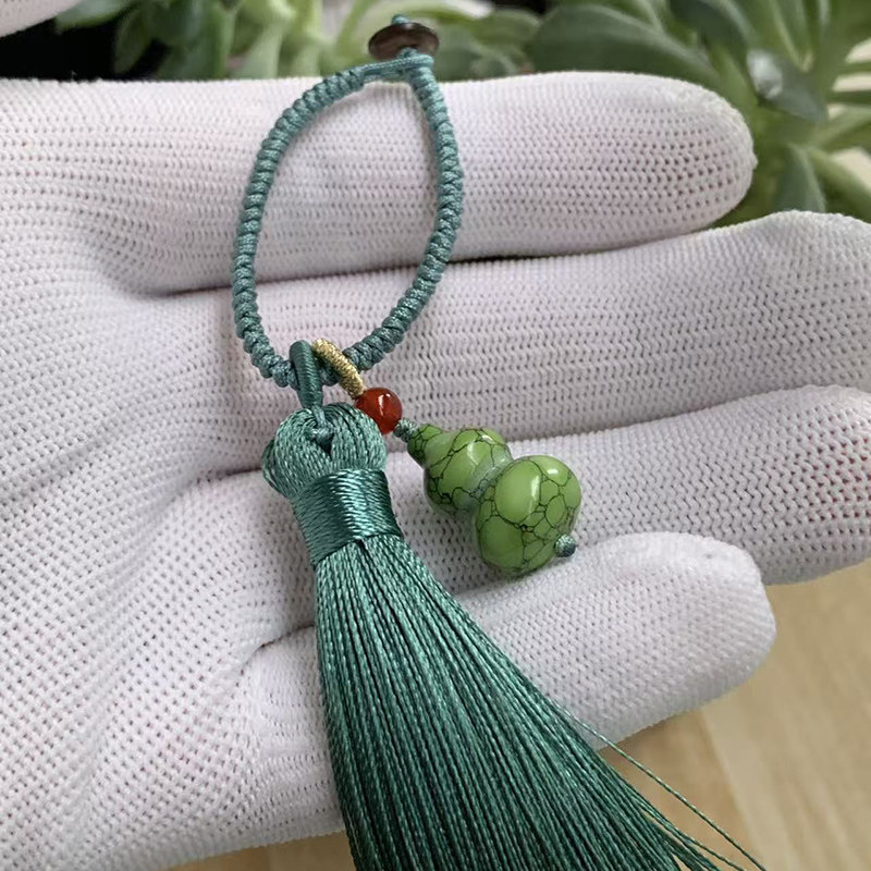 精美绿松石配饰菜籽黄色葫芦小挂件绿色手工侧挂女生包包链钥匙扣