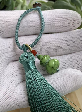 精美绿松石配饰菜籽黄色葫芦小挂件绿色手工侧挂女生包包链钥匙扣