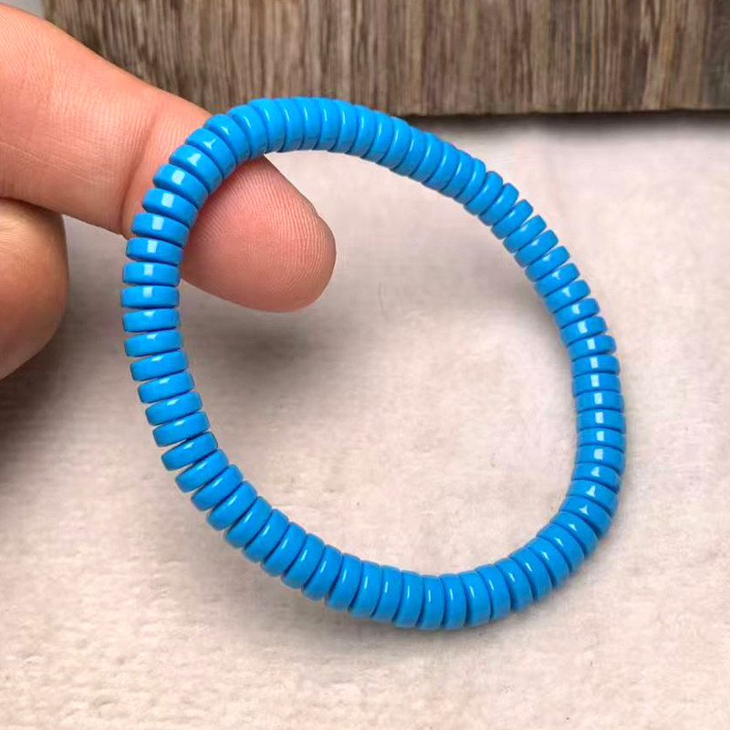 精品绿松石手串蓝色直切隔珠隔片单圈手链天然高瓷玉化料男女款串