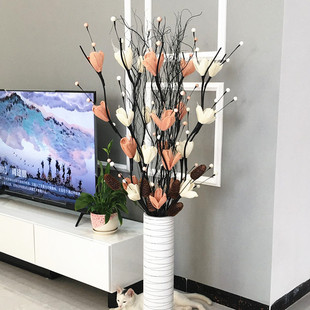 仿真梅花插花干枝假花花束干花摆件花瓶客厅落地高装饰摆设永生花