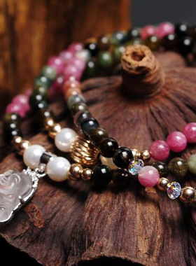 天然碧玺多层饰品水晶手链