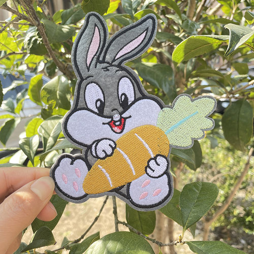 大号卡通布贴刺绣兔子动物补丁贴