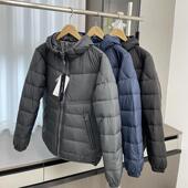 外贸纯色加厚休闲连帽羽绒服外套 秋冬男士 90白鸭绒 轻便保暖