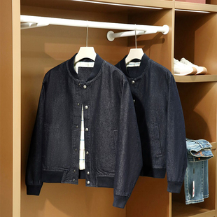 过万级!高级老钱风!靛蓝丹宁水洗!秋季男女飞行员牛仔夹克外套