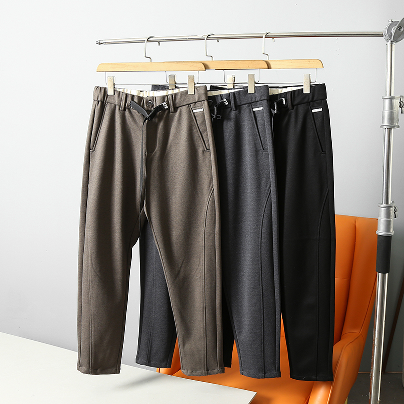 百搭纯色直筒松紧腰休闲裤