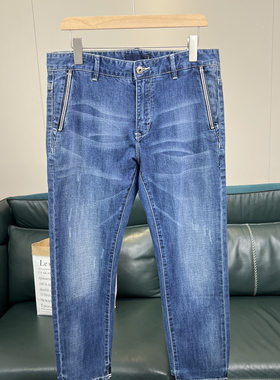 这个九分裤不错！猫须水洗！春夏男士外贸清爽透气磨白个性牛仔裤