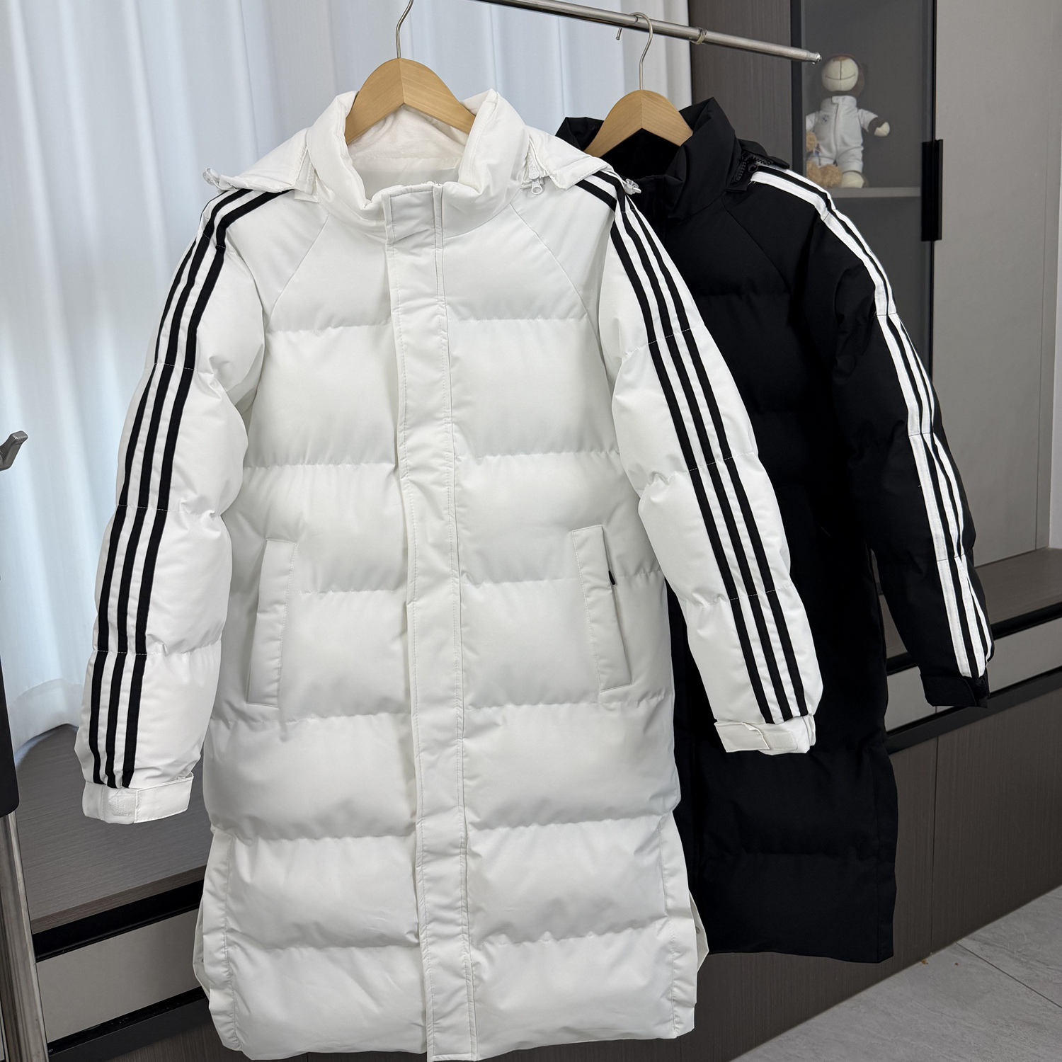 中长款过膝保暖面包服连帽棉衣