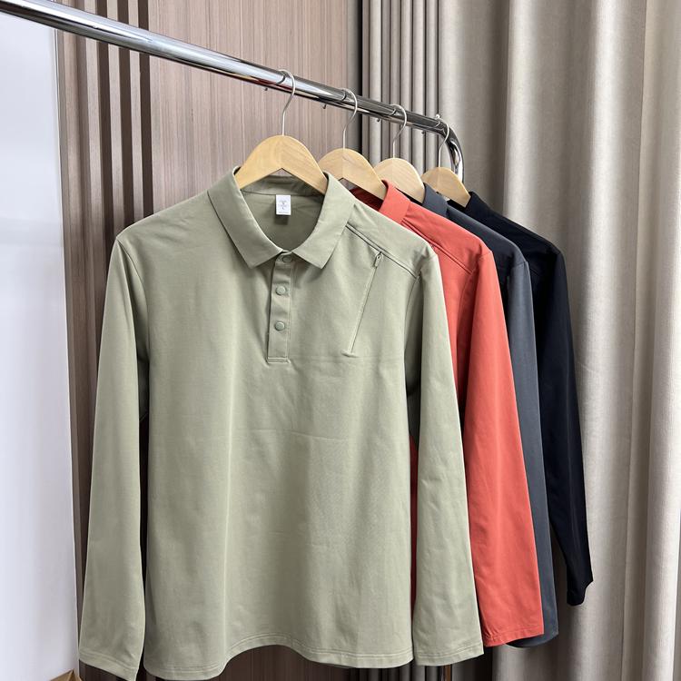 弹力舒适休闲长袖T恤Polo衫