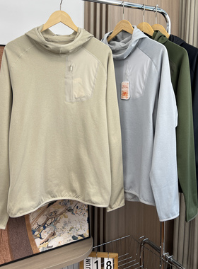 户外飞禽牛货！阳离子科技面料！秋季男士外贸薄绒休闲连帽卫衣