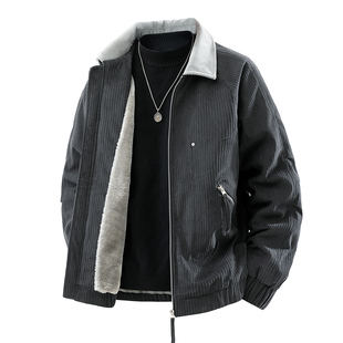 秋冬户外通勤休闲翻领工装 外贸男装 夹克外套 加绒加厚 设计师线
