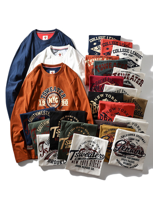 复古印花百搭休闲长袖T恤