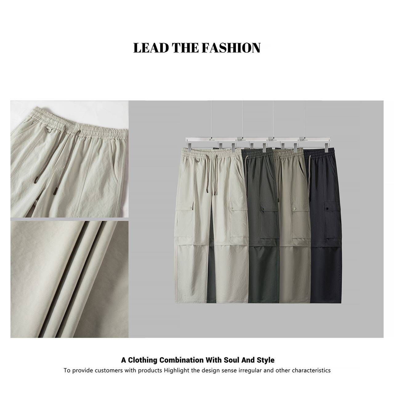 自带腔调！立体大口袋！外贸男装春夏松紧腰舒适直筒工装风休闲裤,男装,休闲裤,淘宝优惠券,粉丝福利购,淘宝优惠卷