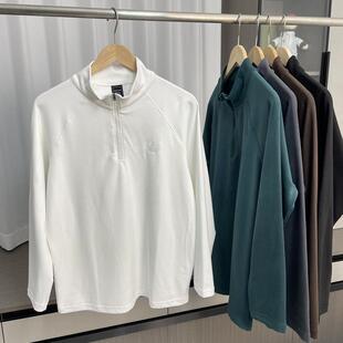 280克德绒面料!强烈推荐!秋冬男士外贸剪刀刺绣半拉链打底衫潮