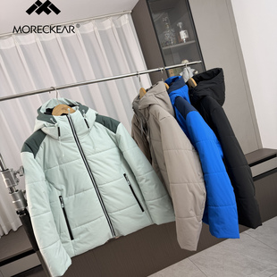 户外轻量化！防水防风！外贸男装冬季撞色拼接保暖连帽棉服外套潮