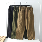 可束脚两穿 休闲裤 外贸男装 宽松直筒松紧腰工装 潮 秋季 复古做旧