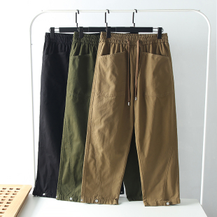 可束脚两穿 休闲裤 外贸男装 宽松直筒松紧腰工装 潮 秋季 复古做旧