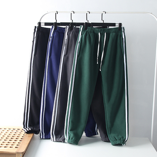 经典 松紧腰加绒加厚保暖休闲裤 三条杠 冬季 外贸男装 一条可过冬