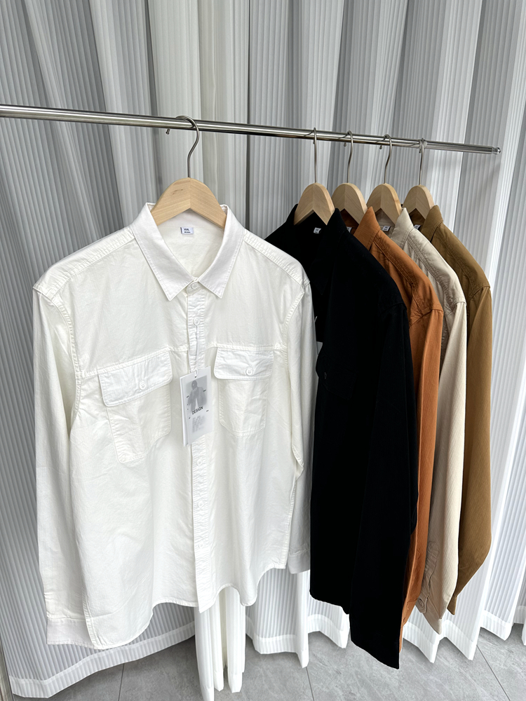 工装双口袋长袖衬衫外套