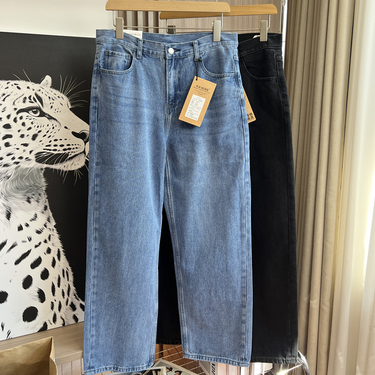 颜值在线！水洗柔软！外贸男装春夏舒适百搭透气直筒休闲牛仔裤潮