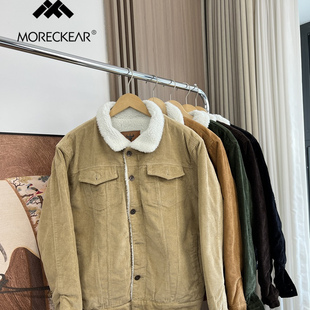 秋冬男女外贸保暖加厚羊羔毛工装 复古灯芯绒 夹克外套 美式 好货