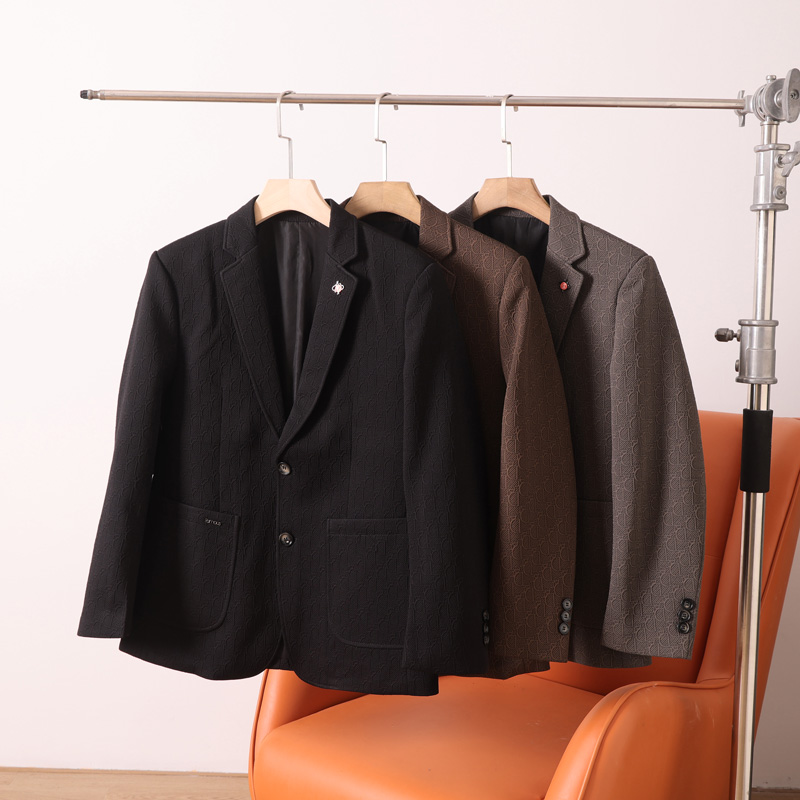 暗纹商务休闲单西服外套潮