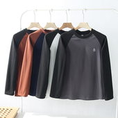 外贸男装 自发热德绒 男女同款 秋冬撞色圆领打底百搭休闲T恤潮