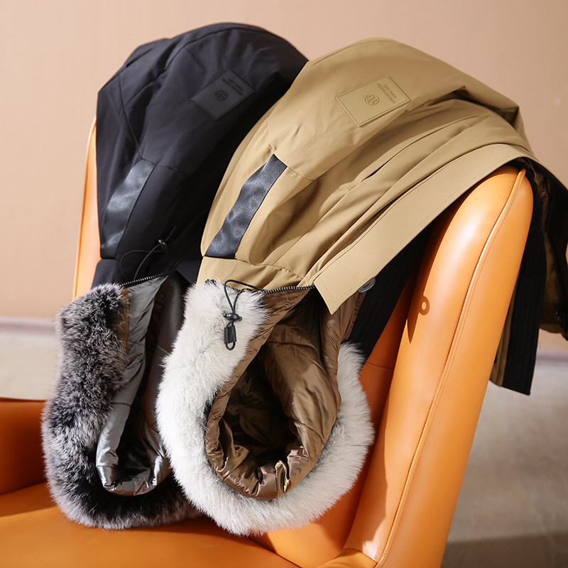 2 000개 이상의 매장  고급스러운 리얼 퍼 칼라  구스 다운  대외 무역 남성 겨울 두꺼운 방풍 및 따뜻한 다운 재킷 트렌드