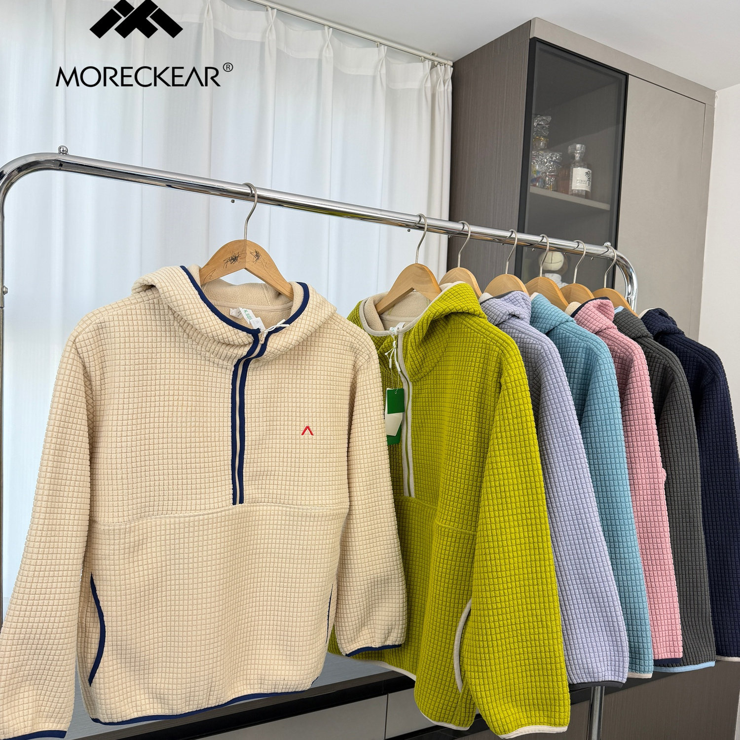 肌理感十足！情侣款！外贸男装秋冬拉链撞色抓绒保暖连帽套头卫衣,男装,卫衣,淘宝优惠券,粉丝福利购,淘宝优惠卷