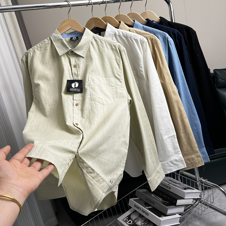 走老美订单！亲肤舒适！外贸男装纯色百搭清爽透气休闲长袖衬衫潮