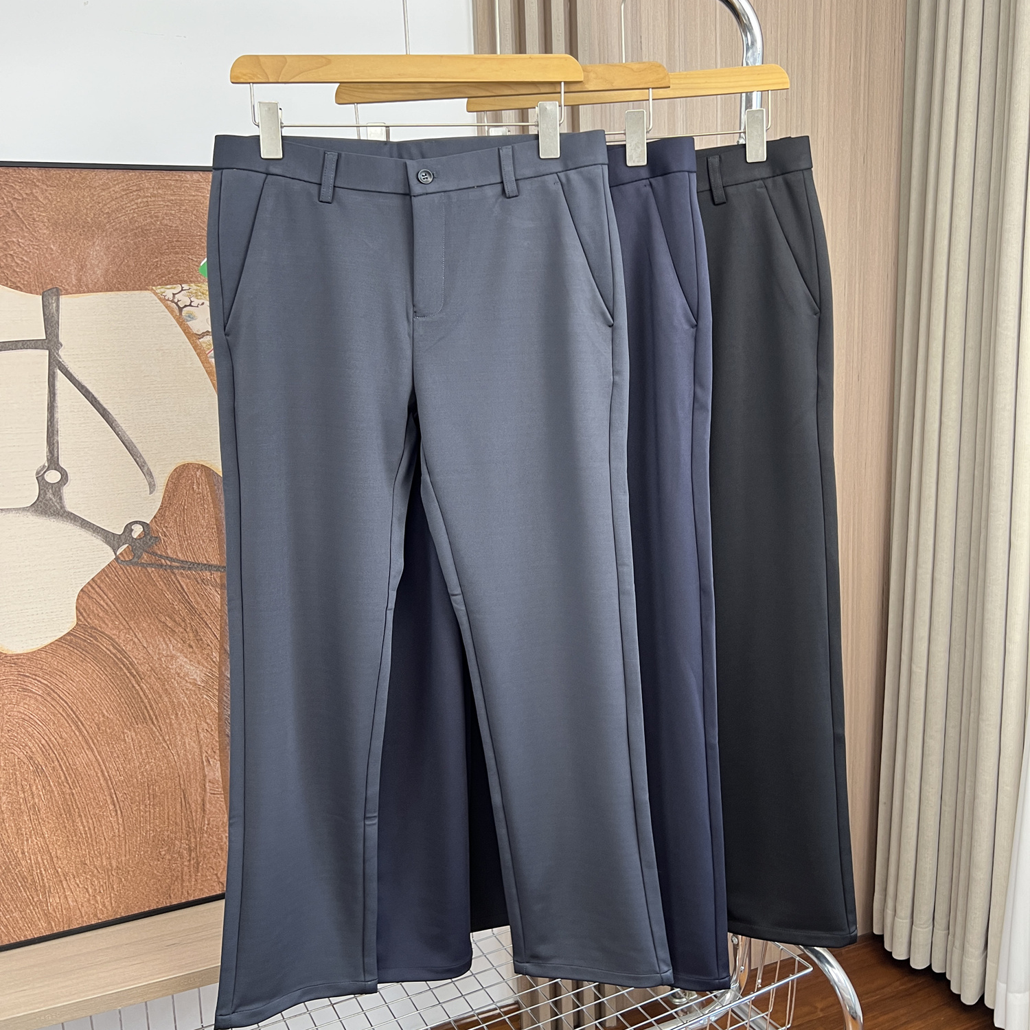 性价比拉满！爽滑垂坠！外贸男装秋季通勤百搭舒适直筒休闲长裤潮