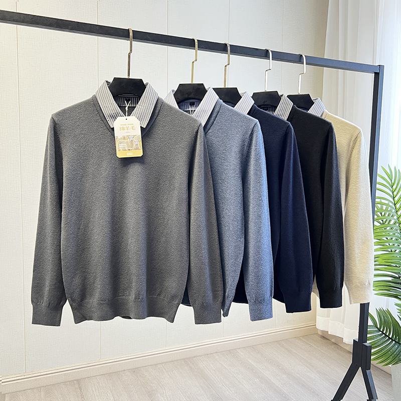 时尚舒适针织衫假两件毛衣潮