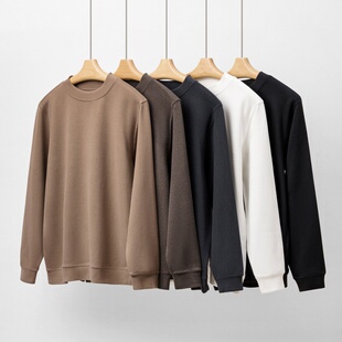 T恤打底衫 外贸斜纹抓绒内搭宽松小立领长袖 秋冬男士 高级感280g