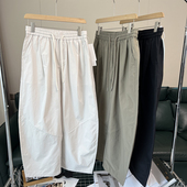 外贸潮牌简约高级感直筒休闲裤 美式 夏季 男士 打褶 灯笼弯刀裤