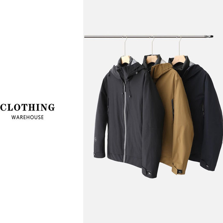 高端线！可拆卸内胆！外贸男装秋冬防风保暖连帽三合一羽绒服外套