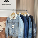 男士 秋冬季 外贸休闲百搭翻领牛仔夹克外套 内里仿羊羔绒 日单