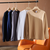 高克重精梳全棉 秋季 男士 重工虎头刺绣 外贸纯色圆领长袖 T恤潮