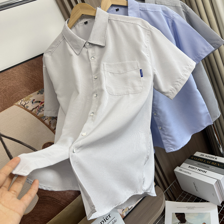 太舒服了！经典条纹！外贸男装夏季商务通勤凉感舒适休闲短袖衬衫