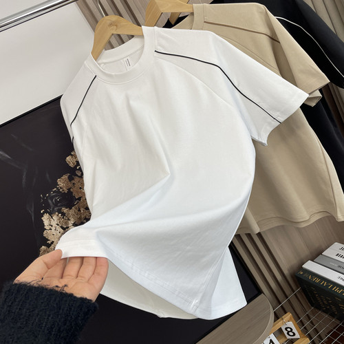 高性价比！基础通勤！ 外贸男装夏季撞色时尚百搭圆领休闲短袖T恤