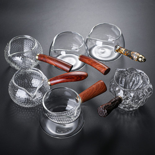 木把玻璃公道杯加厚耐高温