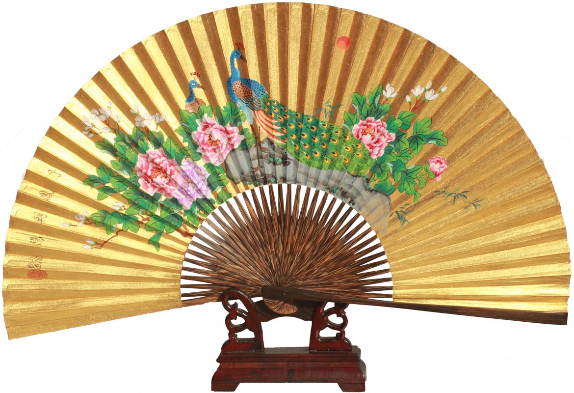 仙宝全棕工艺泥金折扇子