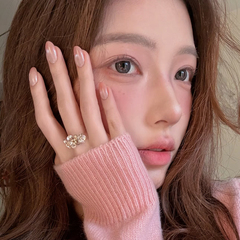 纯手工秋冬裸粉色渐变水光猫眼美甲韩系ins穿戴甲2025年短款