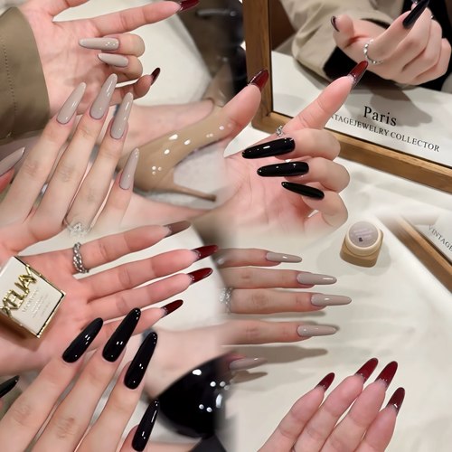 纯手工款显白cl红底高跟鞋cl裸色红底美甲穿戴甲长款高级感百搭