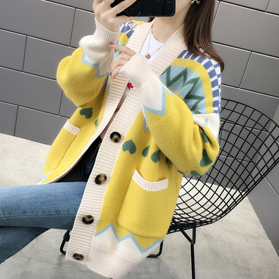 针织开衫外套女春秋2024新款宽松外穿慵懒风百搭薄款中长款毛衣女