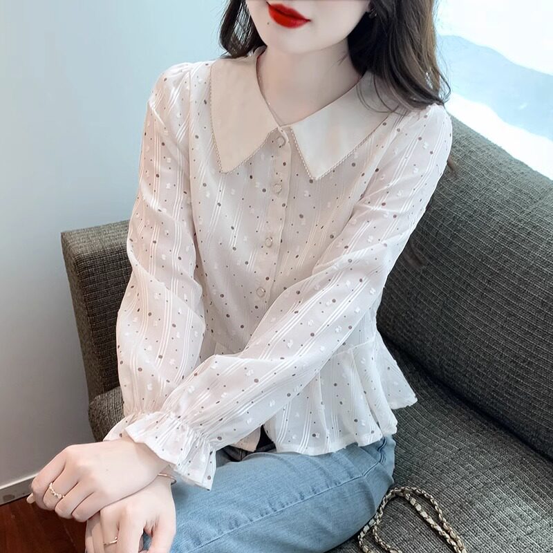 衬衫女春秋季2025新款宽松显瘦设计感小众收腰长袖短款小衫上衣女